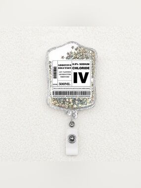 Glitter IV Bag Badge Reel Nurse Medical Badge Holder